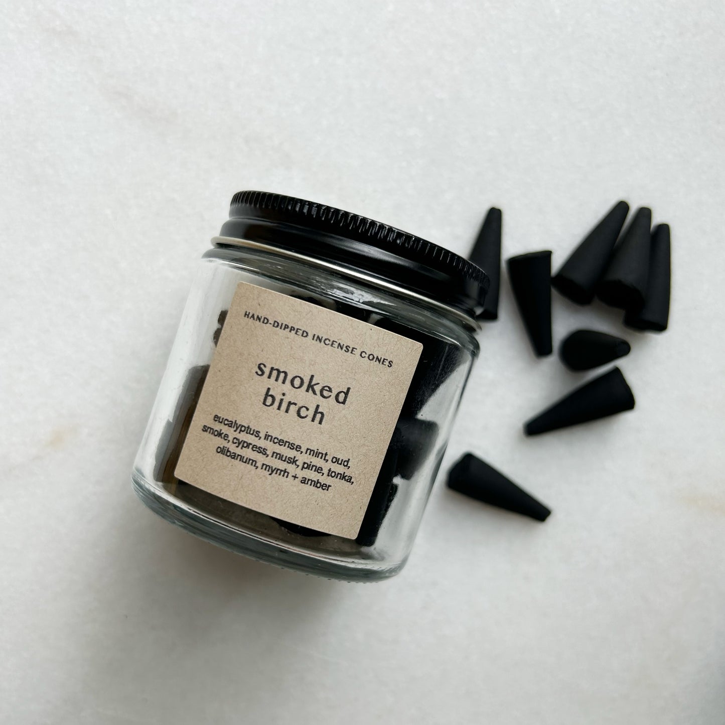 smoked birch incense cones