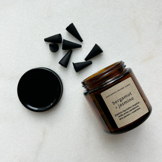 bergamot + jasmine incense cones